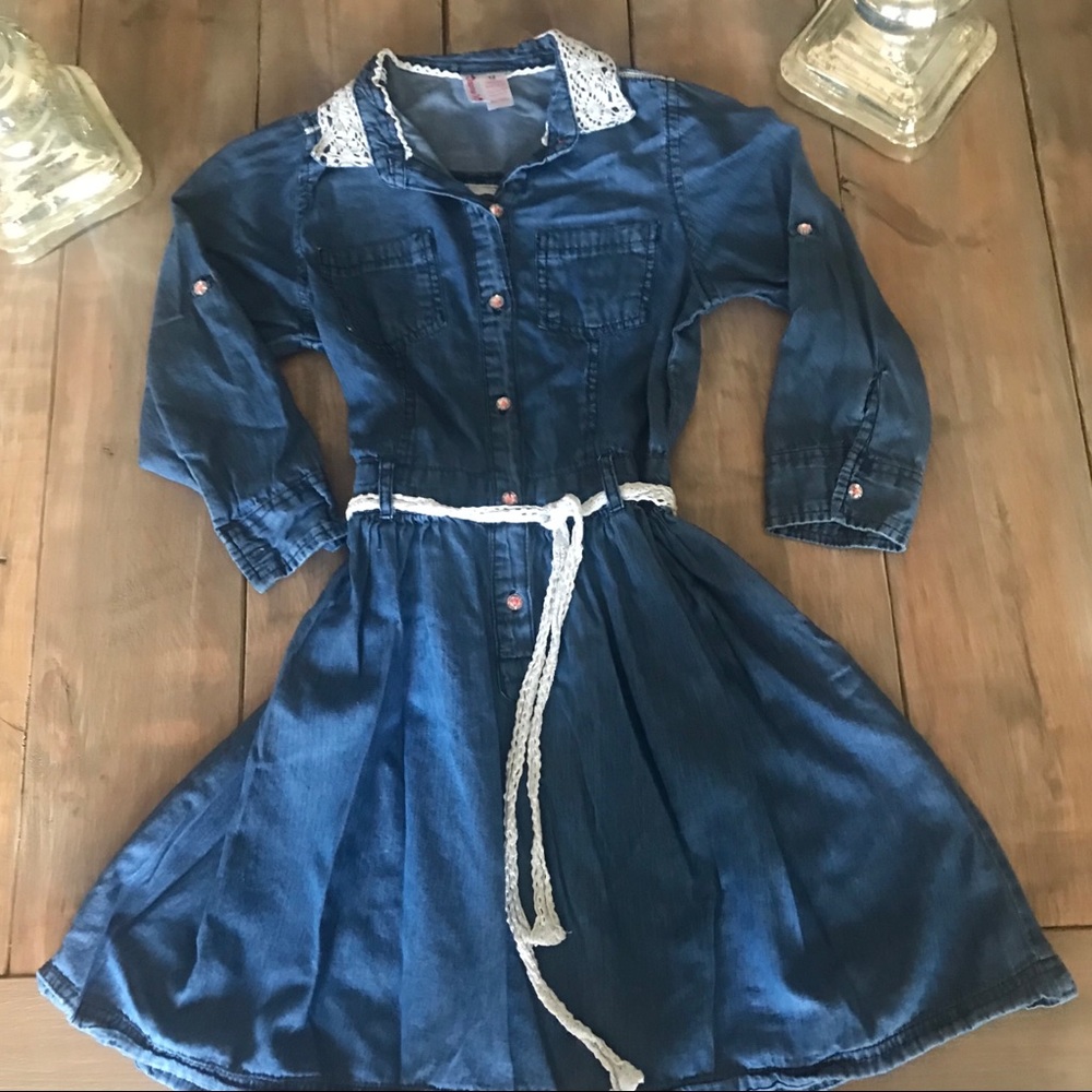 Japan kids Jean denim dress lace.